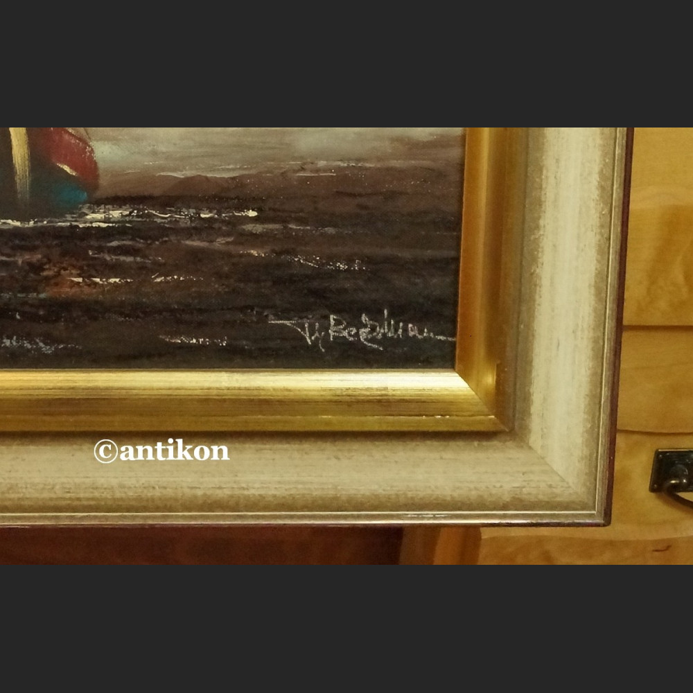 Obraz marynistyczny Łodzie  aukcyjne malarstwo  Obraz marynistyczny Łodzie  aukcyjne malarstwo