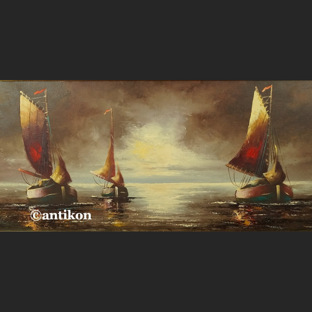 Obraz marynistyczny Łodzie  aukcyjne malarstwo  Obraz marynistyczny Łodzie  aukcyjne malarstwo