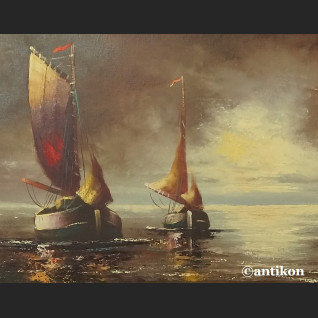 Obraz marynistyczny Łodzie  aukcyjne malarstwo  Obraz marynistyczny Łodzie  aukcyjne malarstwo