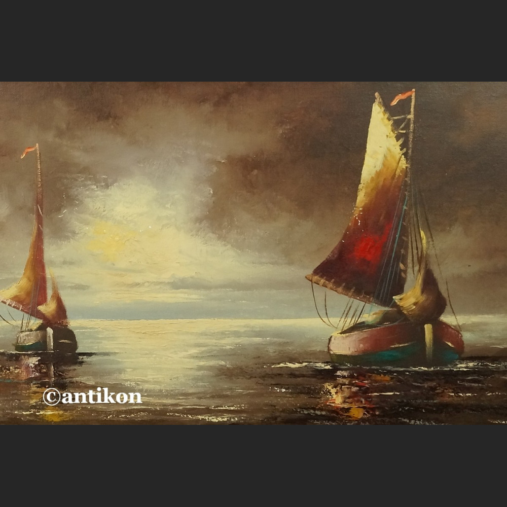 Obraz marynistyczny Łodzie  aukcyjne malarstwo  Obraz marynistyczny Łodzie  aukcyjne malarstwo