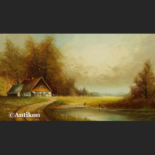 Malarstwo aukcyjne Seekatz Panorama z wiejską chatą 