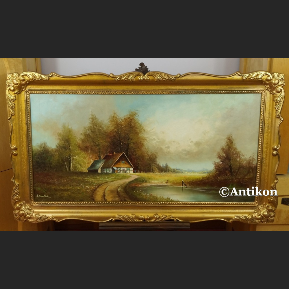 Malarstwo aukcyjne Seekatz Panorama z wiejską chatą
