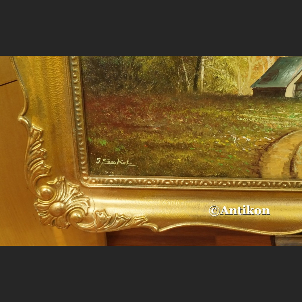 Malarstwo aukcyjne Seekatz Panorama z wiejską chatą 