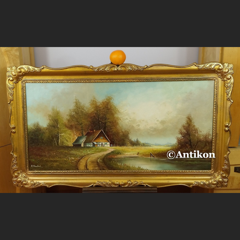 Malarstwo aukcyjne Seekatz Panorama z wiejską chatą 