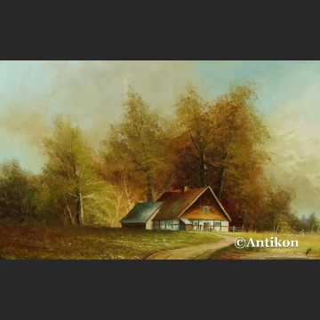 Malarstwo aukcyjne Seekatz Panorama z wiejską chatą