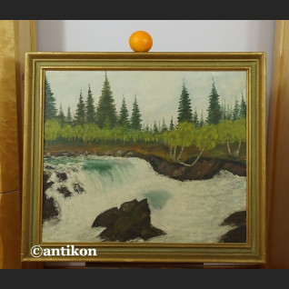 Olej na desce Wodospad leśny pejzaż