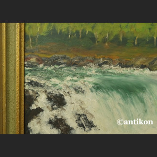 Olej na desce Wodospad leśny pejzaż