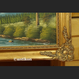 Obraz olejny na desce Górski pejzaż z kapliczką 