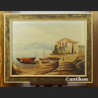 Obraz olejny śródziemnomorski pejzaż duże płótno do sypialni Obraz olejny śródziemnomorski pejzaż duże płótno do sypialni